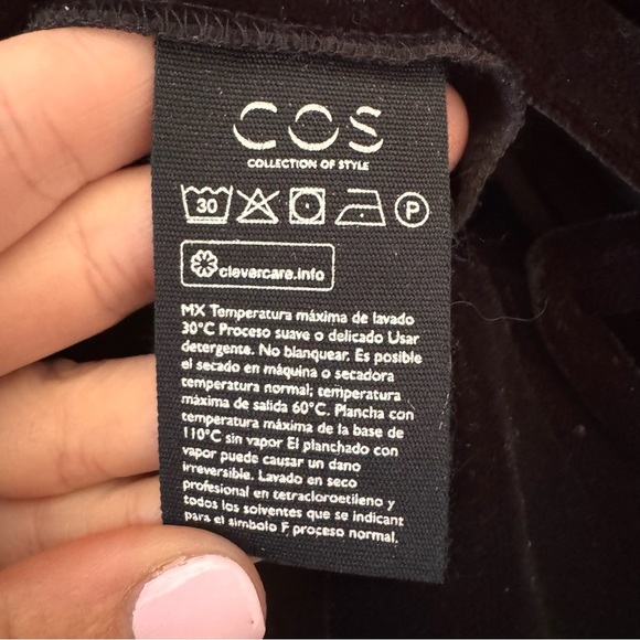 COS Velvet Puff-Sleeved Top Black Size 10 - Picture 12 of 12